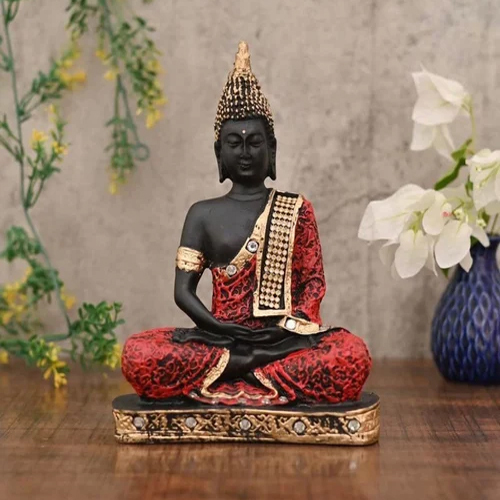 Polyresin Red Buddha Statue - Color: Various Available