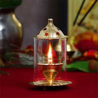 Brass Glass Akhand Diya - Color: Various Available