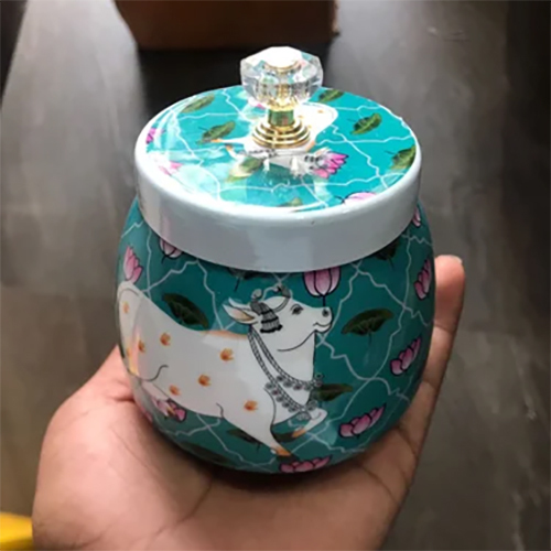 Pichwai Painting Jar Best For Gifting In Wedding Festival Home - Color: Different Available