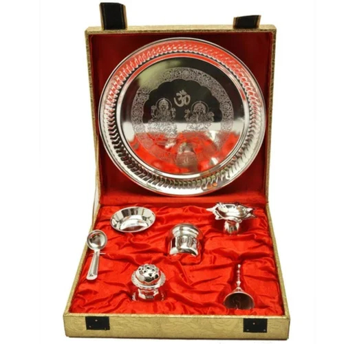 Silver Plated Pooja Thali For Diwali - Color: Various Available