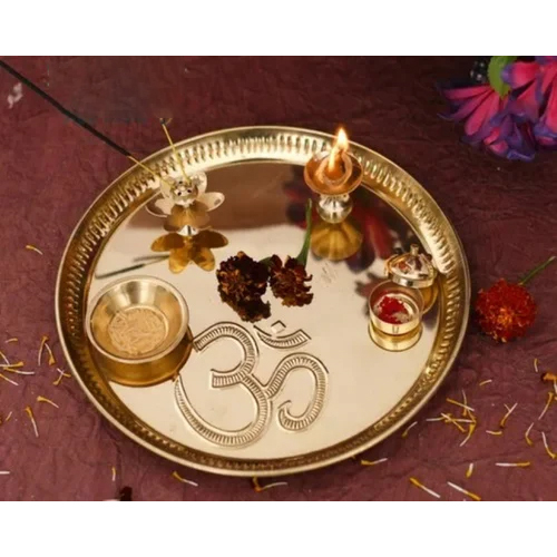 German Silver Pooja Thali Set - Color: Various Available