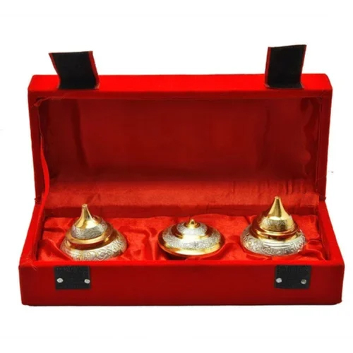 Silver Gold Plated Brass Sindoor Box - Color: Various Available