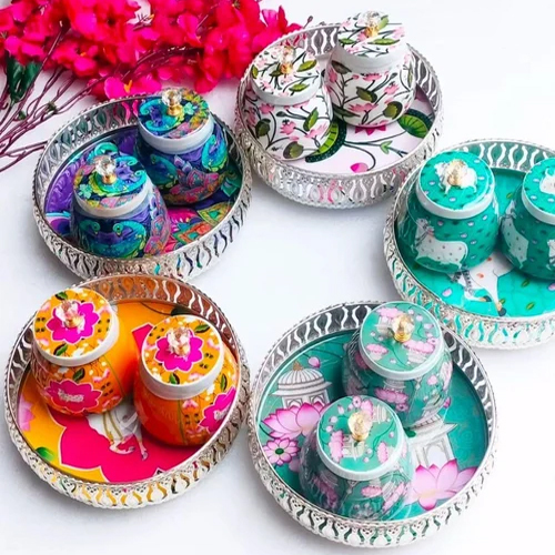 German Silver Basket Hamper Jar Gift Set - Color: Various Available
