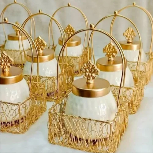 Standing Brass Urli Set - Basket Type: Gift Basket