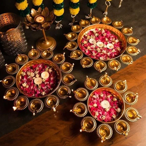 Diya Shape Decorative Urli Bowl Set Of 3 - Color: Various Available
