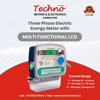 3 Phase 100 A Techno Energy Meter