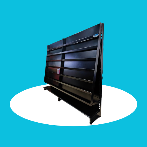 Supermarket Display Rack - Mild Steel, Double-sided, 4 Adjustable Layers | Corrosion-resistant, Powder-coated Finish, Enhanced Product Visibility