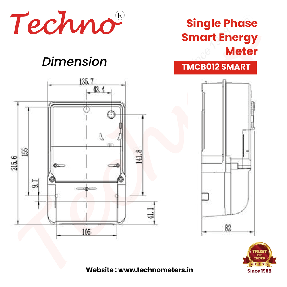 Single Phase Smart Energy Meter - Accuracy: Class 1