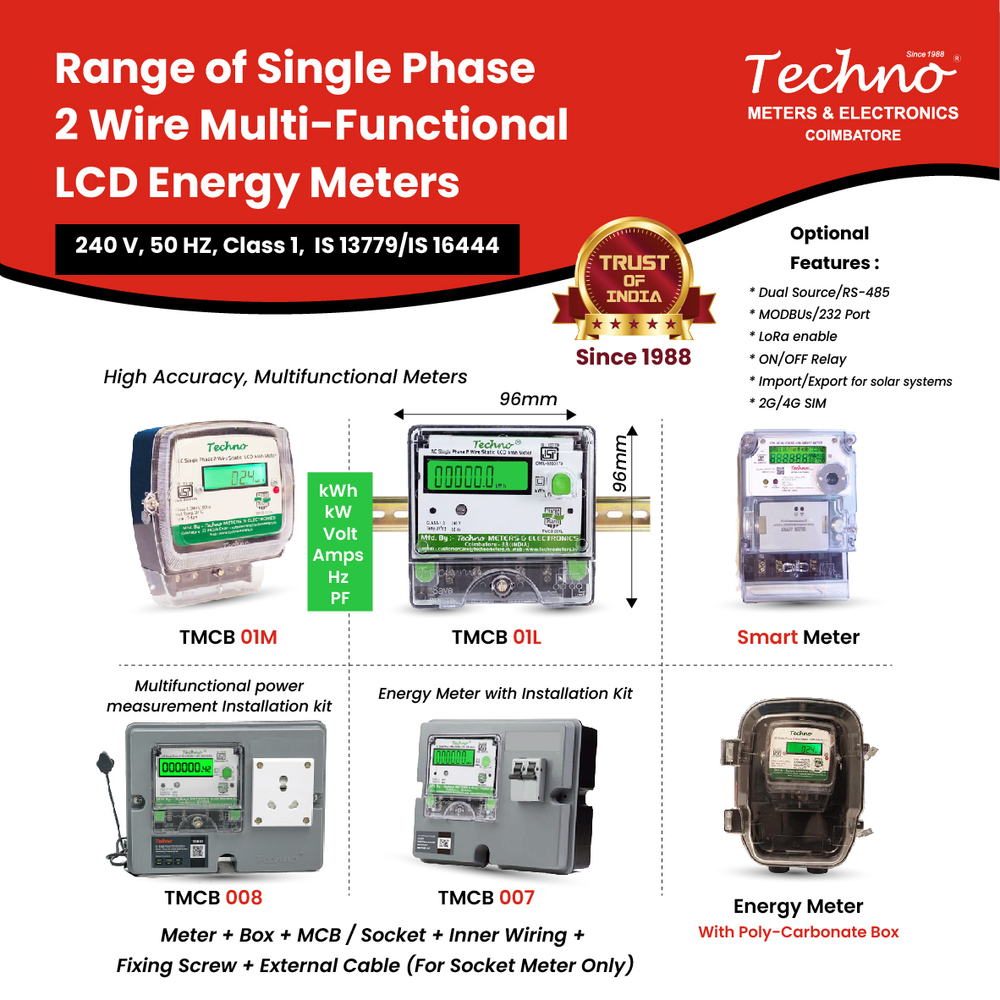 Single Phase Smart Energy Meter - Accuracy: Class 1