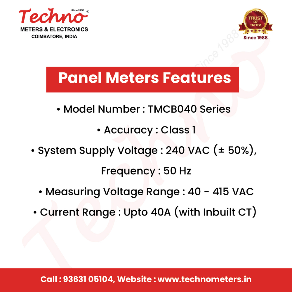 Techno Digital Volt Meter - Accuracy: Class 1