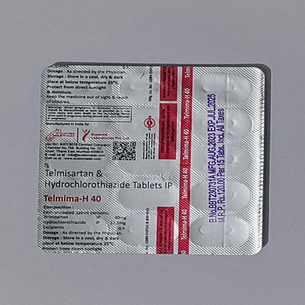 Telmima-h 40 Tablet (Telmisartan 40mg And Hydrochlorothiazide 12 - Drug Type: General Medicines