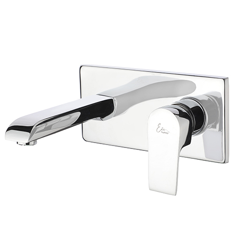 Exposed Part Kit of Single Lever basin Mixer Wall Mounted, Consisting of Operating Lever, Wall Flange, Nipple and Spout