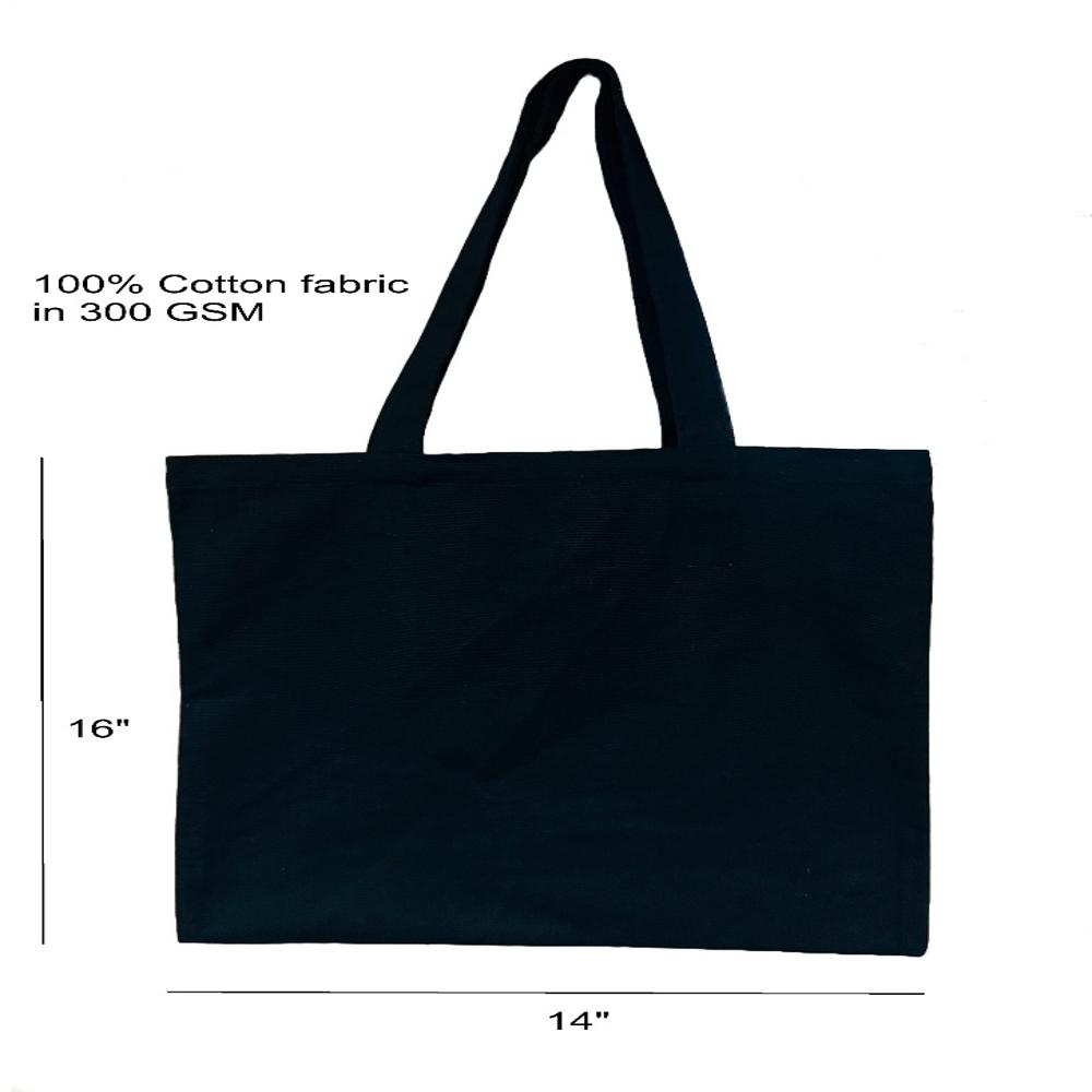 Black & Red Cotton Canvas Bag - Design: Plain