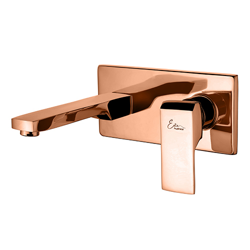Exposed Part Kit Of Single Lever Basin Mixer Wall Mounted - Metal, Polished Finish | Features Operating Lever, Wall Flange, Nipple, And Spout