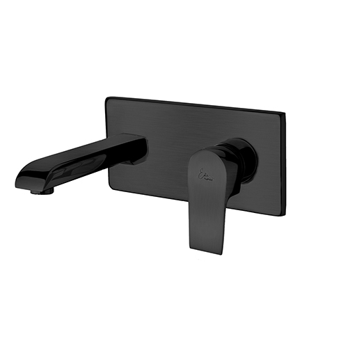 Exposed Part Kit Of Single Lever Basin Mixer Wall Mounted - Metal, Polished Finish | Features Operating Lever, Wall Flange, Nipple, And Spout