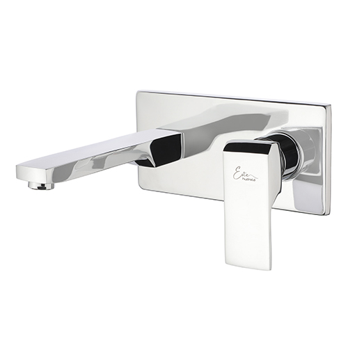 Exposed Part Kit Of Single Lever Basin Mixer Wall Mounted - Metal, Polished Finish | Features Operating Lever, Wall Flange, Nipple, And Spout