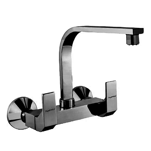 Sink Mixer Wall Mounted with Extended Swinging Spout Connecting Legs and Wall Flanges