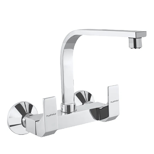 Sink Mixer Wall Mounted with Extended Swinging Spout Connecting Legs and Wall Flanges