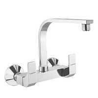 Sink Mixer Wall Mounted with Extended Swinging Spout Connecting Legs and Wall Flanges