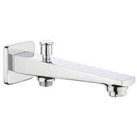 Bath Spout With Button Provision For Hand Shower With Wall Flange - High-quality Metal, Various Sizes Available, Glossy Finish, Polished Surface Treatment