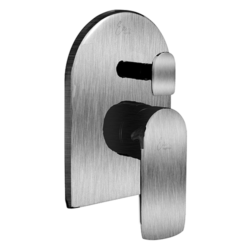 Single Lever Exposed Parts Kit Of Hi-flow Diverter - Polished Metal Finish | High Quality Bathroom Fitting With Wall Flange And Operating Lever