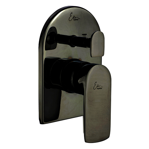 Single Lever Exposed Parts Kit Of Hi-flow Diverter - Polished Metal Finish | High Quality Bathroom Fitting With Wall Flange And Operating Lever