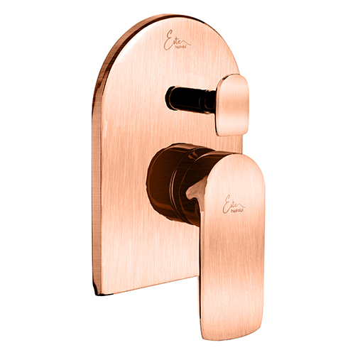 Single Lever Exposed Parts Kit Of Hi-flow Diverter - Polished Metal Finish | High Quality Bathroom Fitting With Wall Flange And Operating Lever