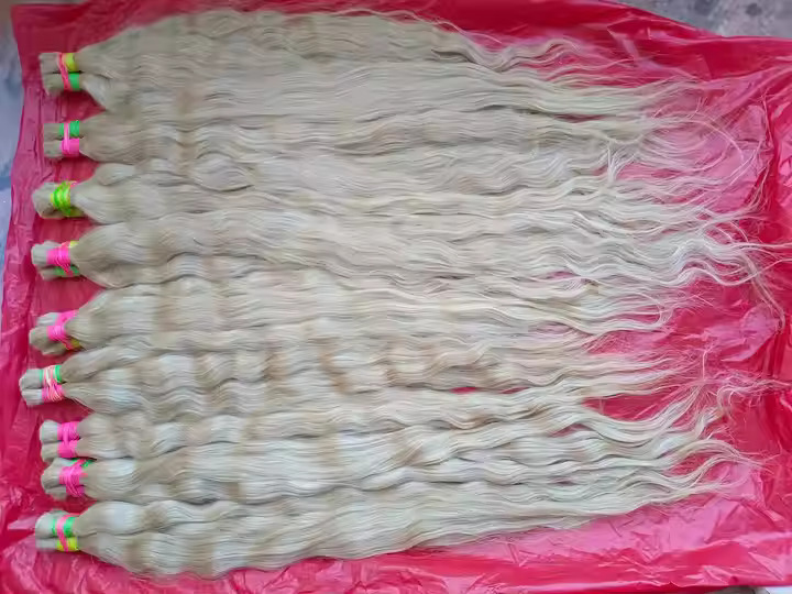 SOUTH INDIAN TEMPLE REMY VIRGIN HUMAN MACHINE WEFTED BLONDE STRAIGHT HAIR EXTENSIONS