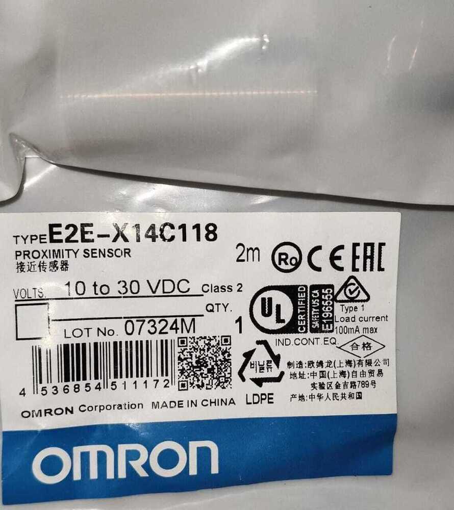 OMRON PROXIMITY SENSOR 10 TO 30VDC, E2E-X14C118 2M,E2E-X18MF2,E2E-X1R5C18