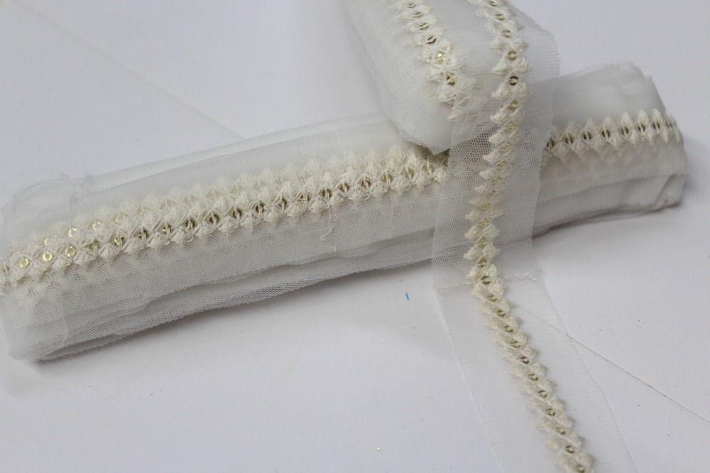 Polyester Net Embroidery Lace - Color: Wiht