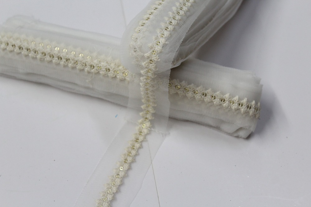 Polyester Net Embroidery Lace - Color: Wiht