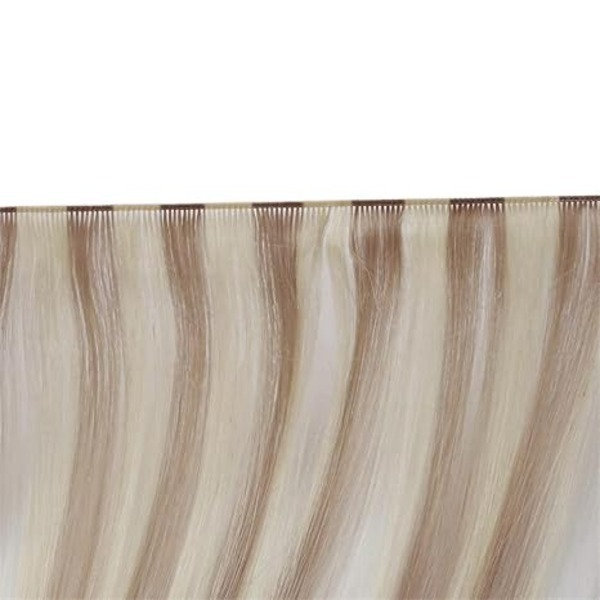 Hand Tied Weft 100% Virgin Human Hair Silky Straight Invisible Brazilian 60 Platinum Blonde 16inches
