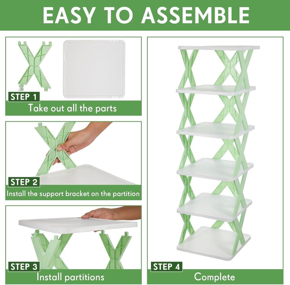 Foldable Shoe Rack - 8 Layer - Color: White