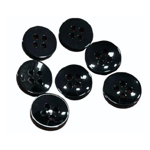 Black 18 Line Polyester Button - Pattern: Plain