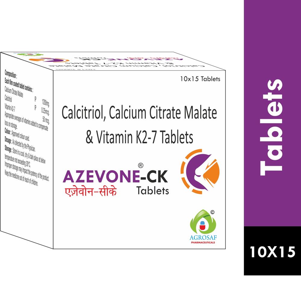 Azevone-ck Tablets - Calcitrol (0.25mcg) Calcium Citrate Malate (1250mg) Vitamin K2-7 (100mcg) - Drug Type: General Medicines