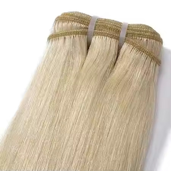 Straight Blonde Weft Hair Bundle Remy Human Hair Extensions 20Inch 100gm