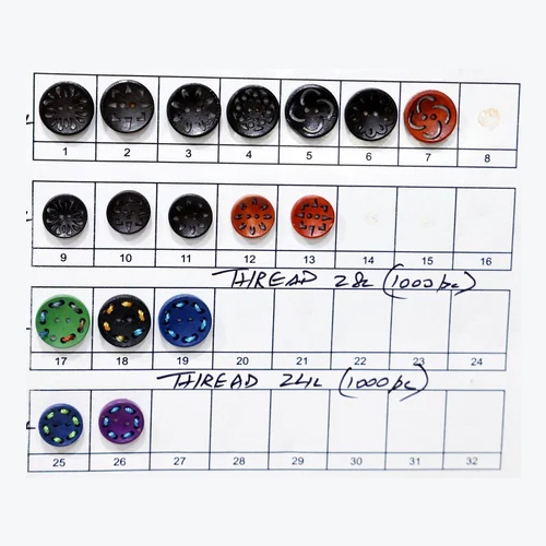 Thread Round Wooden Buttons Wholesale Only - Color: Multi Color