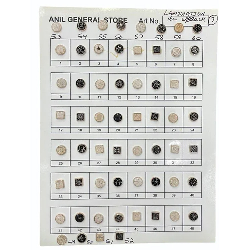 Lamination 16L Brass Garments Button - Color: Black And White