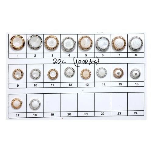Pearl Kurti Button Wholesale Only - Color: White