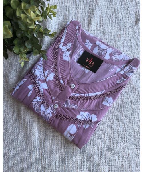 Alpine Nighty - Luxurious Comfort with Embroidery and Pocket