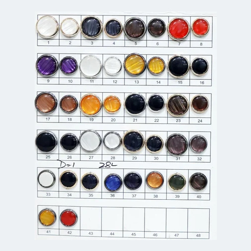 Round Acrylic Stone Button - Color: Multi Color