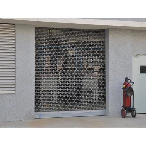 Motorized Grill Rolling Shutter - Color: Metallic Grey