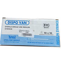 Sterile Single Use Insulin Syringe - Grade: Medical