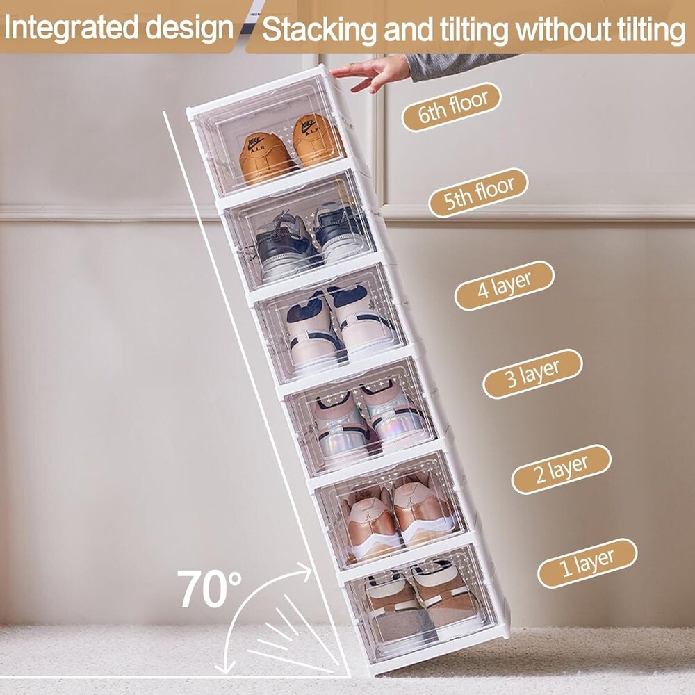 Foldable Shoe Storage Box - Color: White