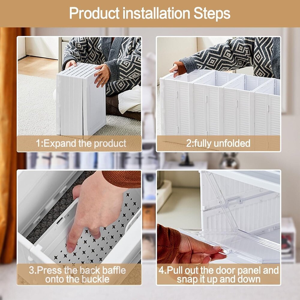 Foldable Shoe Storage Box - Color: White