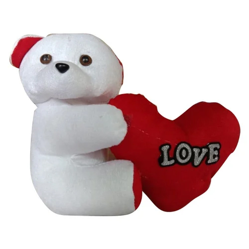 White Heart Teddy Bear Soft Toy - Age Group: 3 Year Plus