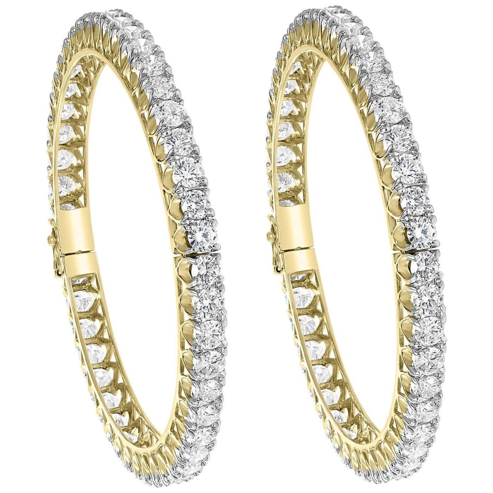 30 Pointer Round Cut Lab Grown Diamond Eternity Bangles In 18K Gold, Luxury Women's Jewelry