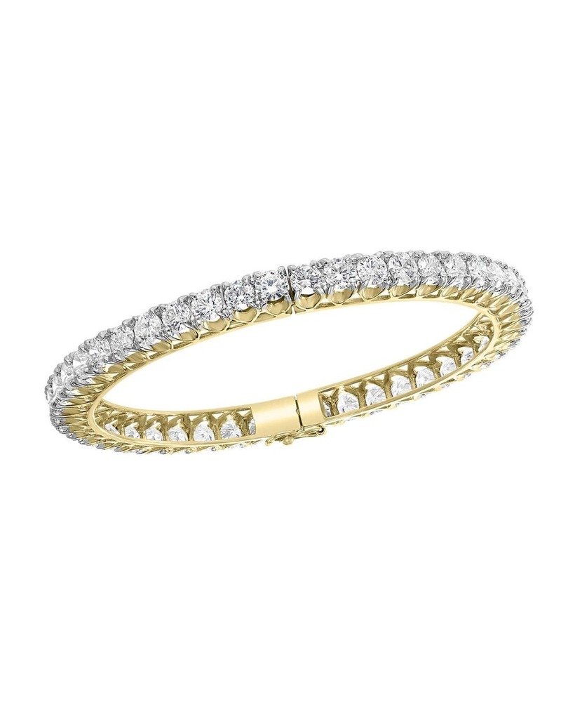 30 Pointer Round Cut Lab Grown Diamond Eternity Bangles In 18K Gold, Luxury Women's Jewelry