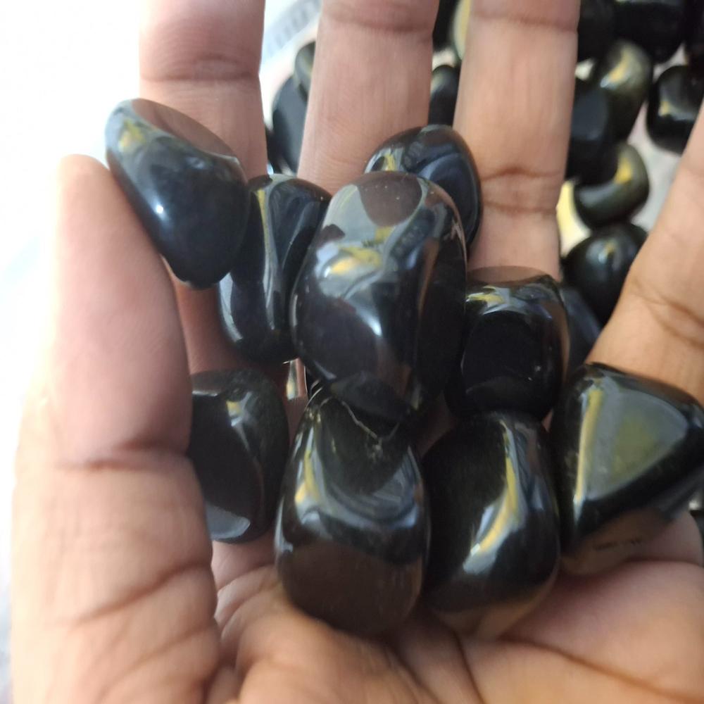 Black Obsidian Tumbled Stone - Features: Good Quality