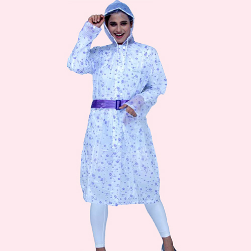 Wl01 Ladies Printed Pvc Knee Length Raincoat - Color: Any Color